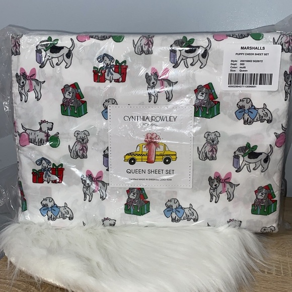 Christmas Winter Puppy Cheer Queen Sheet Set NWT - Picture 2 of 4